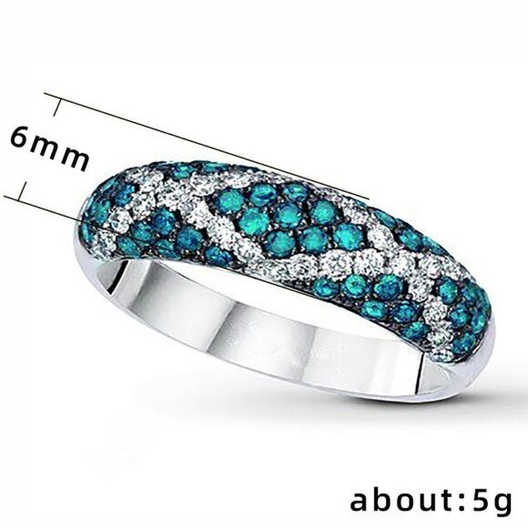 💍 White Zircon Cross Lines Modern Silver Trendy Blue Rings for Women, PD682 - Picture 5 of 5
